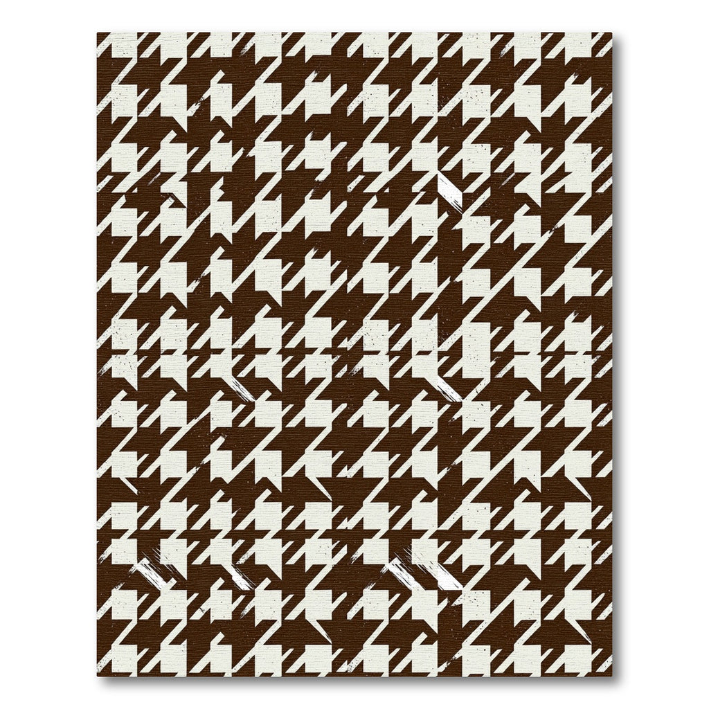 Brown Cream Houndstooth Geometric Rug