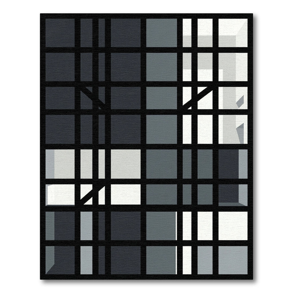 Monochromatic Gray Grid Composition Rug