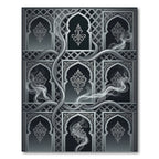 Ornate Dark Gray Archway Smoke Rug