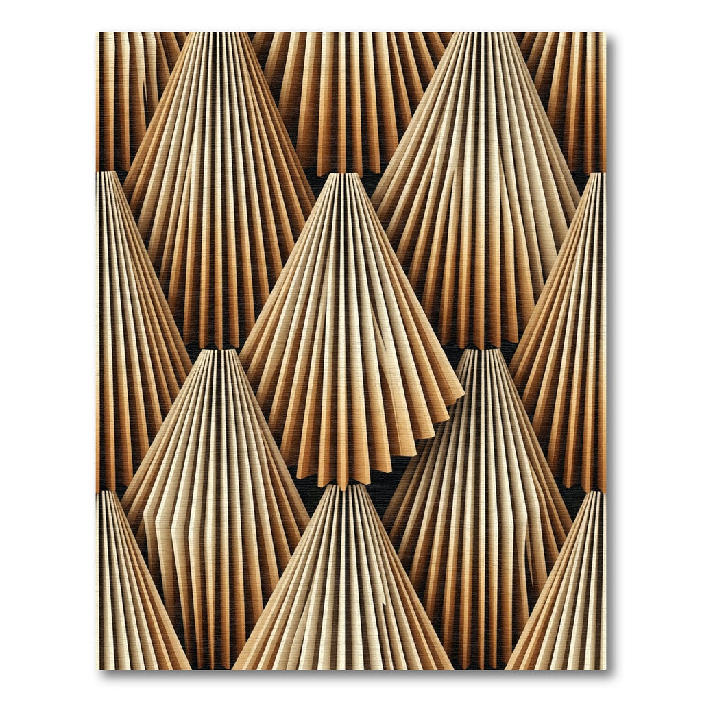 Wooden Pleated Cone Arrangement Rug