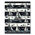 Graphic Monochromatic Nautical Sailboat Striped Rug