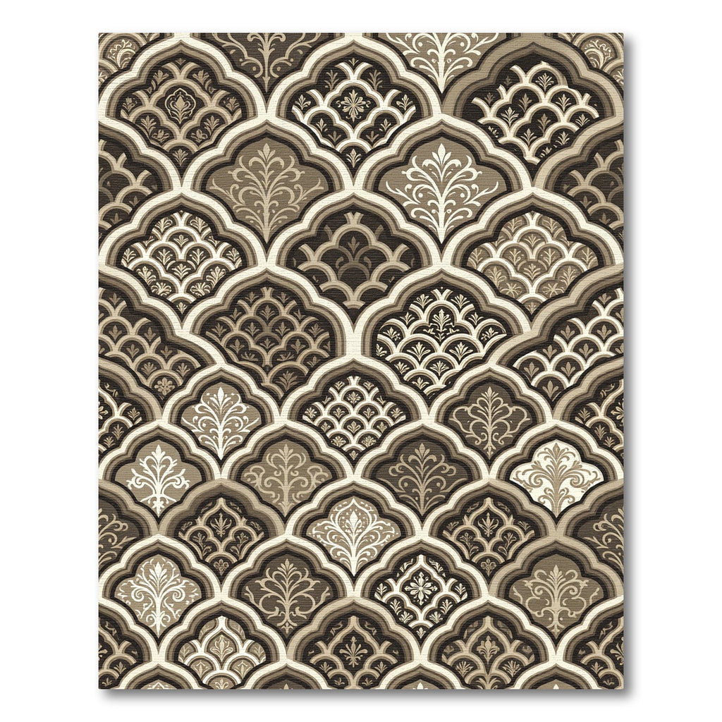 Sepia Arabesque Trellis Layered Rug