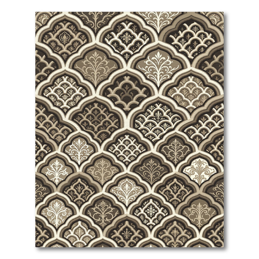 Sepia Arabesque Trellis Layered Rug