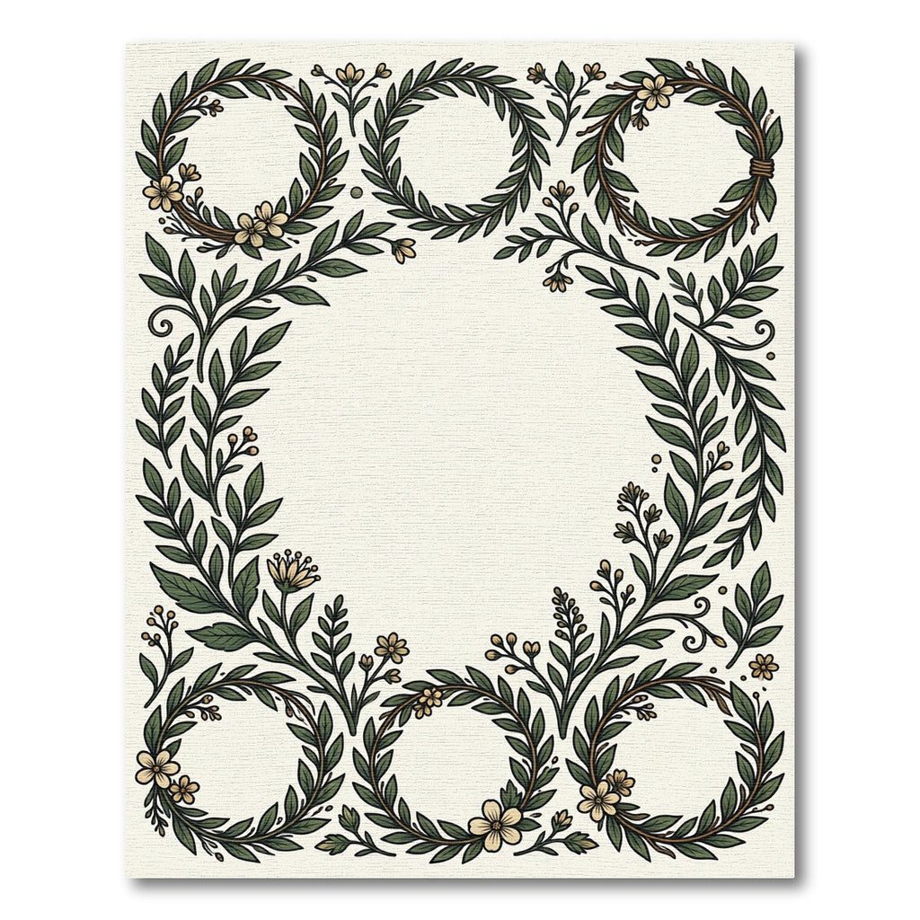 Green Laurel Wreath Floral Arrangement Rug
