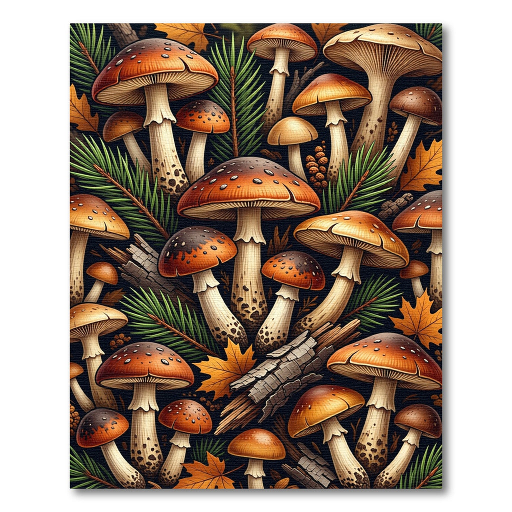 Enchanted Forest Mushroom Autumn Foliage Rug