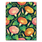 Coral Pink And Orange Morning Glory Vines Rug