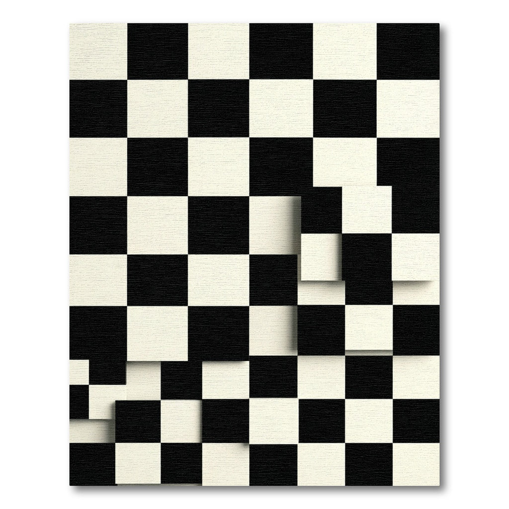 Black White Checkerboard Dimensional Squares Rug