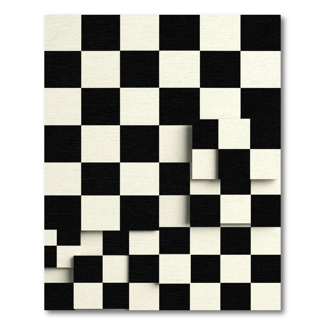 Black White Checkerboard Dimensional Squares Rug