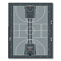 Minimalist Gray Monochrome Basketball Court Graphics Rug