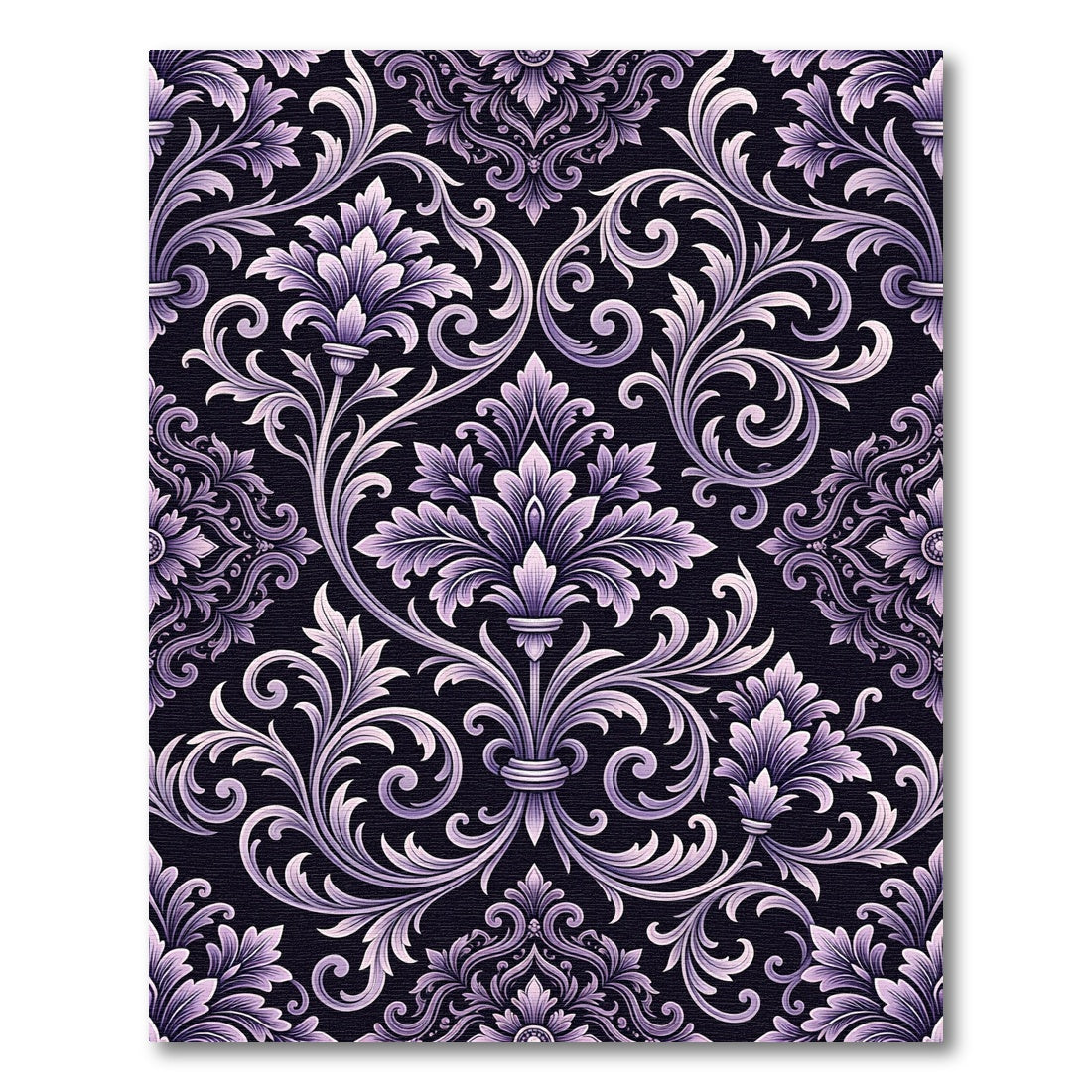 Ornate Lilac Floral Damask Rug