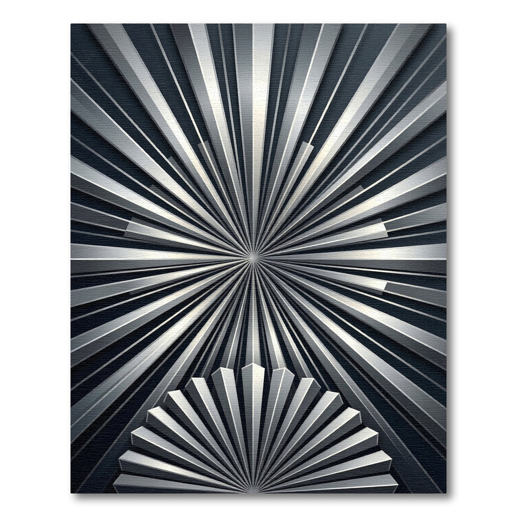 Modern Silver Radial Fan Rug