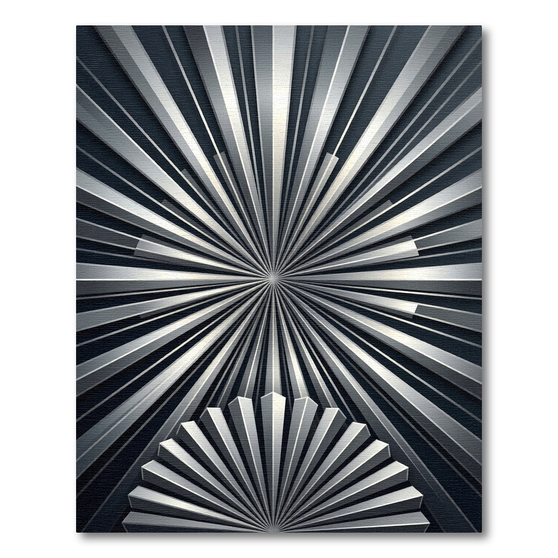 Modern Silver Radial Fan Rug