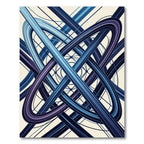 Intertwined Blue Geometric Abstract Waves Rug