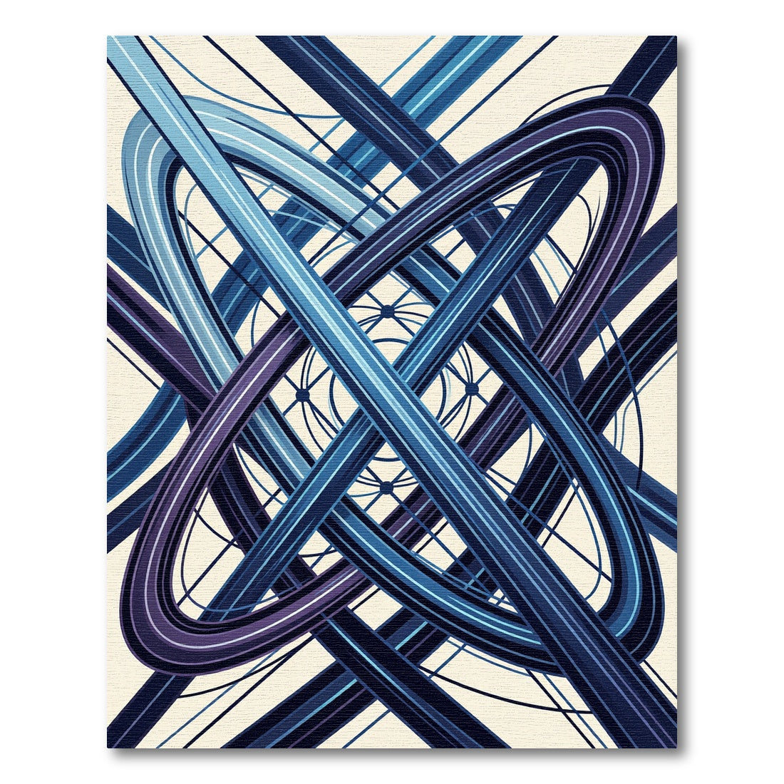 Intertwined Blue Geometric Abstract Waves Rug