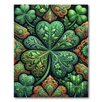 Emerald Green Clover Medallion Artwork Rug