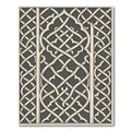 Intricate Ivory Interlocking Lattice Charcoal Rug
