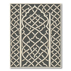 Intricate Ivory Interlocking Lattice Charcoal Rug