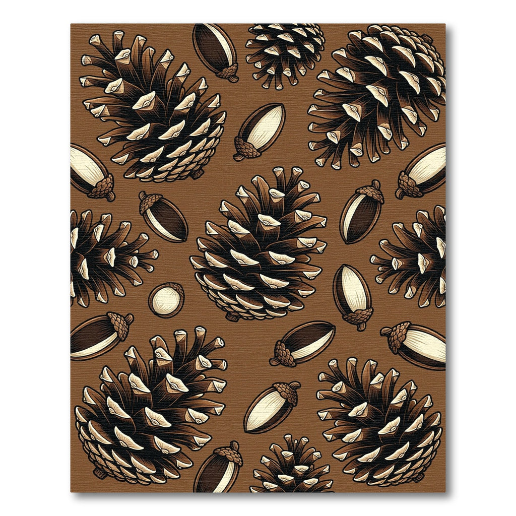 Earthy Brown Pine Cone Acorn Forest Rug