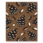 Earthy Brown Pine Cone Acorn Forest Rug