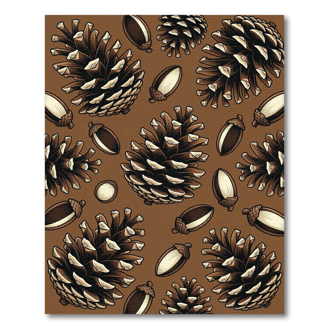 Earthy Brown Pine Cone Acorn Forest Rug