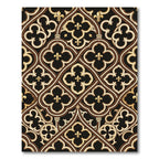 Gothic Black Gold Quatrefoil Scroll Rug