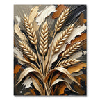 Golden Wheat Ears Abstract Brushstrokes Rug