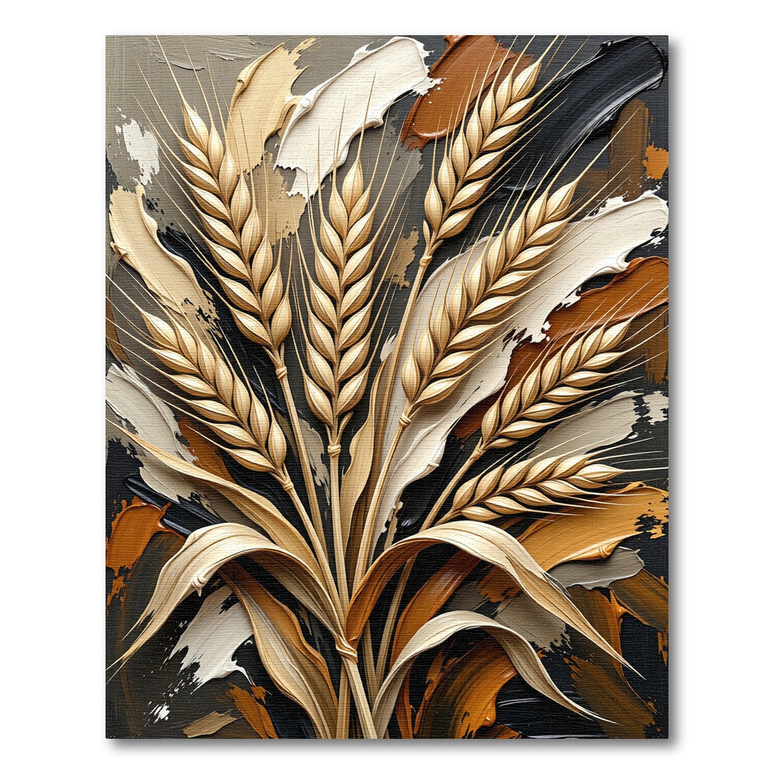 Golden Wheat Ears Abstract Brushstrokes Rug