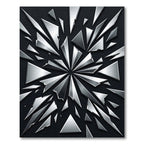 Shattered Silver Geometric Abstract Shards Rug