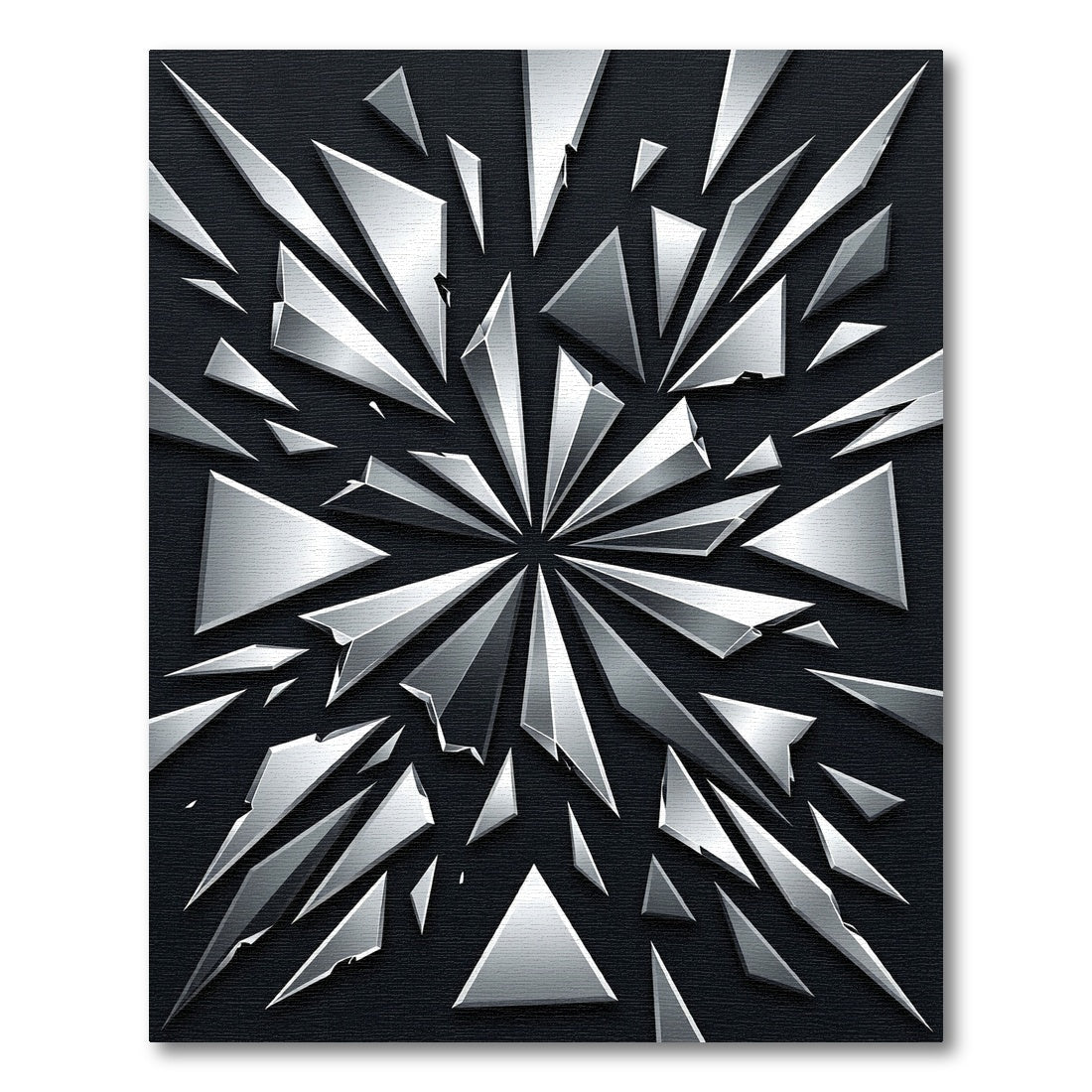 Shattered Silver Geometric Abstract Shards Rug