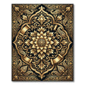Ornate Gold Floral Scroll Medallion Rug