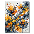 Abstract Golden Floral Ink Flow Rug