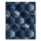 Deep Blue Geometric Hexagon Facets Rug