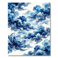 Indigo Watercolor Floral and Cloud Swirl Rug