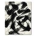 Bold Black Ink Brush Strokes Rug