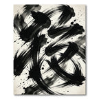 Bold Black Ink Brush Strokes Rug