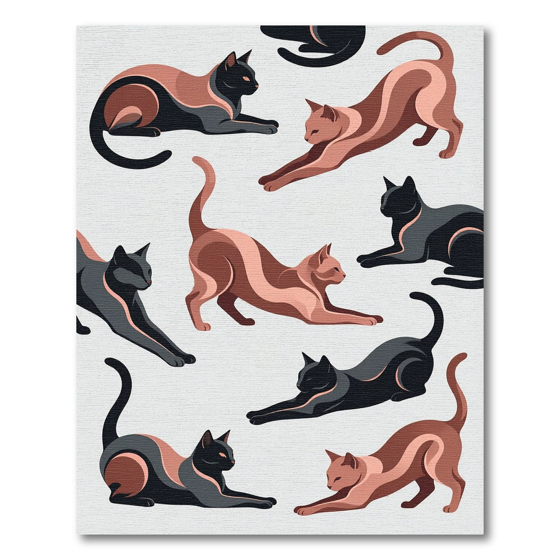 Abstract Minimalist Two Tone Cat Silhouette Rug