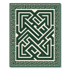 Green Maze Greek Key Border Rug
