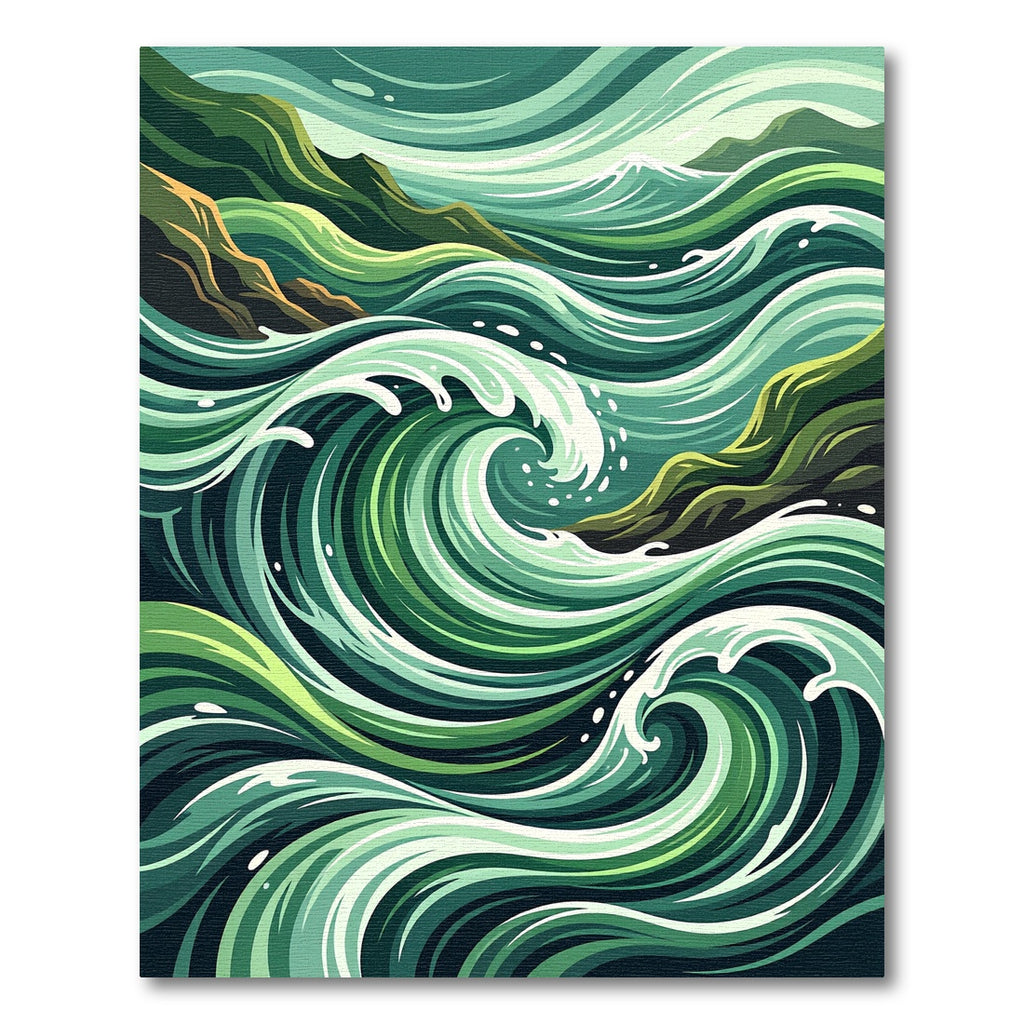 Abstract Emerald Ocean Wave Swirl Rug