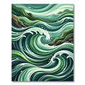 Abstract Emerald Ocean Wave Swirl Rug