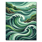 Abstract Emerald Ocean Wave Swirl Rug
