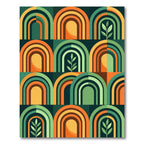 Mid-Century Arched Leaf Earthy Geometric Rug