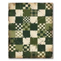 Distressed Sage Checkered Quilt Patchwork Rug