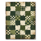 Distressed Sage Checkered Quilt Patchwork Rug