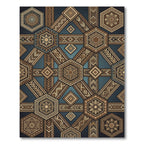 Geometric Hexagon Medallion Earthy Bronze Rug