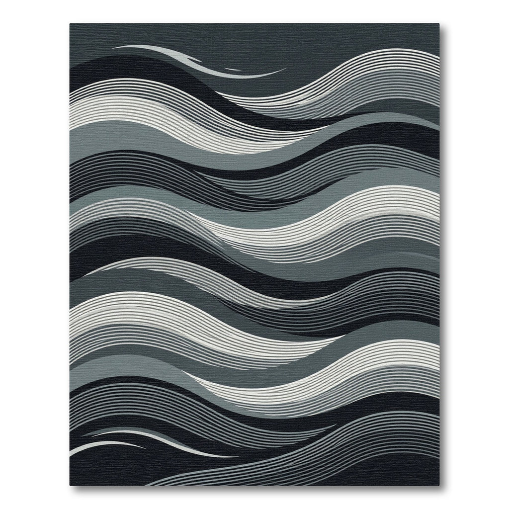 Monochromatic Mid Century Modern Wave Rug