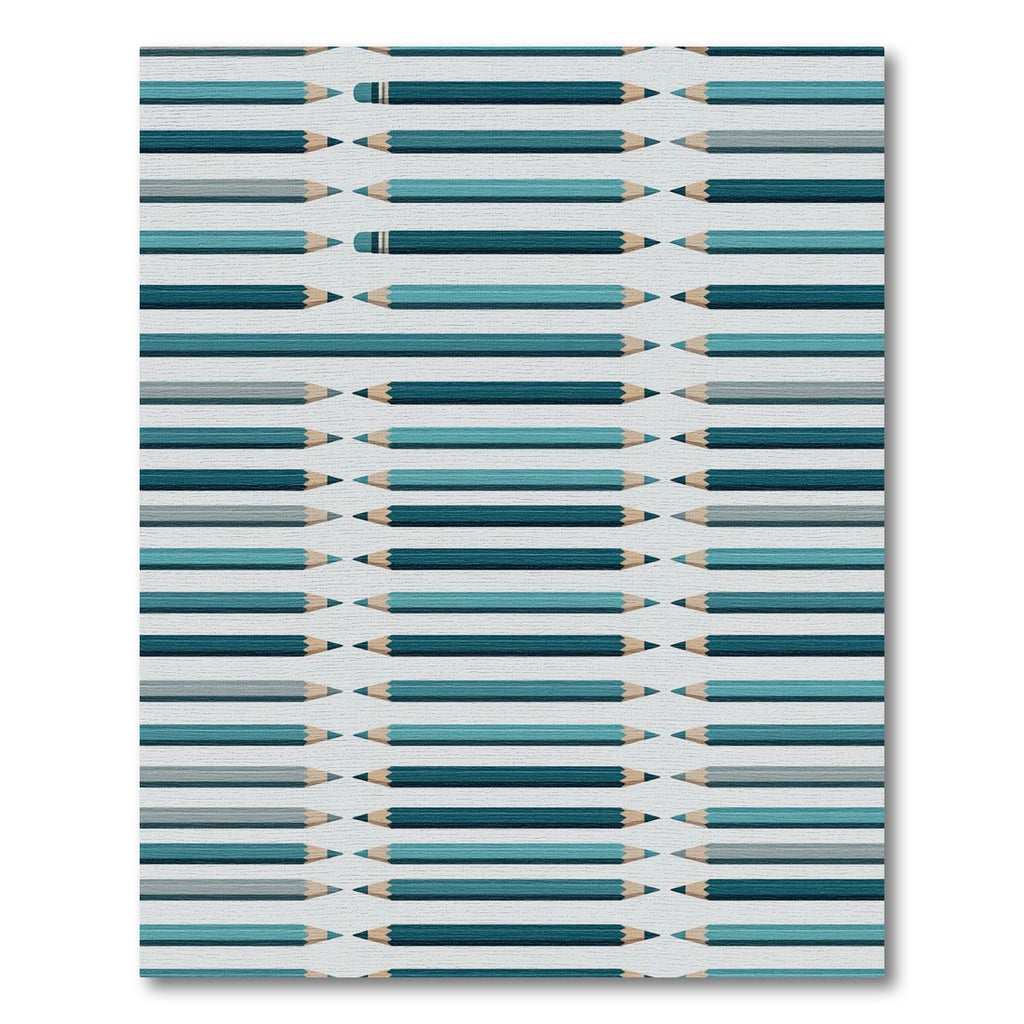 Teal Blue Pencils Repeating Row Rug