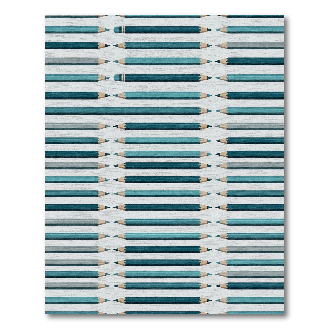 Teal Blue Pencils Repeating Row Rug