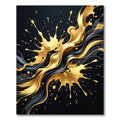 Liquid Gold and Black Abstract Swirl Rug