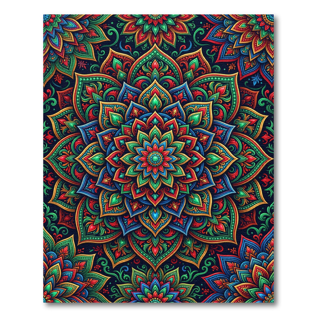 Vibrant Multicolored Floral Kaleidoscope Medallion Rug