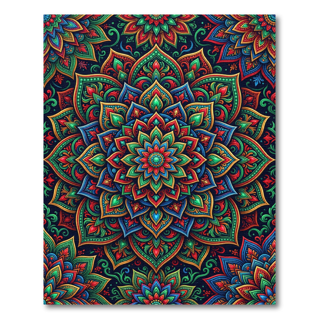 Vibrant Multicolored Floral Kaleidoscope Medallion Rug